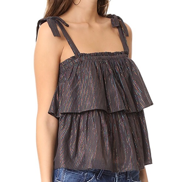 Rebecca Taylor Metallic Lurex Rainbow Stripe Top - Picture 4 of 8